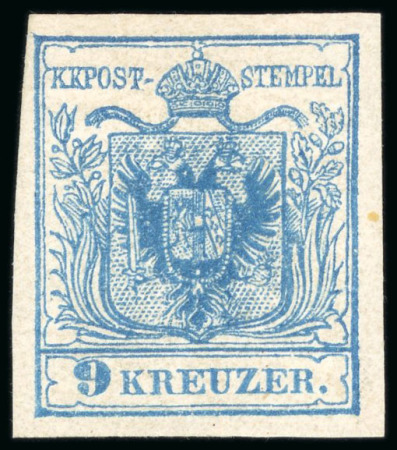 Stamp of Austria 1850, Machine Paper (Type IIIb), 9k blue, mint
