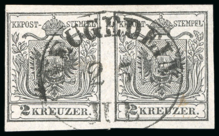 1850, Handpaper, 2kr black, imperforate horizontal