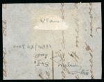 Stamp of Czechoslovakia 1850, 9kr greenish-blue, four large margins, tied to piece