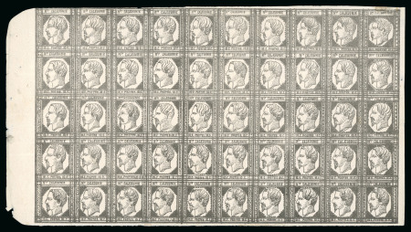 Stamp of Colonies françaises » Nouvelle-Calédonie 1859, Triquéra, Y&T n°1 en feuille complète de 50