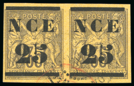 Stamp of Colonies françaises » Nouvelle-Calédonie 1881-1883, Paire Y&T n°4 O, cote Y&T 800€, TB, signé