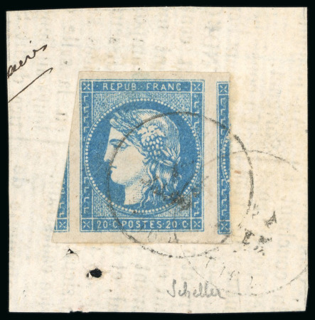 1870, Émission de Bordeaux 20 centimes bleu, Y&T n°44A