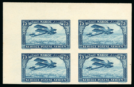 Stamp of Colonies françaises » Maroc 1922-27 75c blue imperf. in mint n.h. top left corner