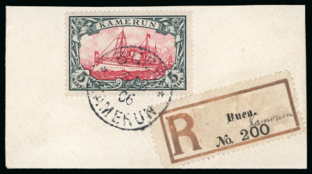 1900, Kaiser's Yacht no wmk 1M red mint n.h. left marginal single, 5M mint n.h. and 5M on piece