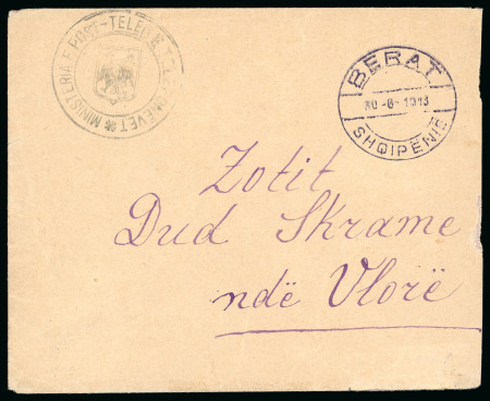 1913, Two internal 1gr envelopes handstruck with double headed eagle double circle