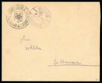 1913, Two internal 1gr envelopes handstruck with double headed eagle double circle