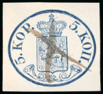 Stamp of Finland 1856, 5k dark blue, in a deep fresh shade, used