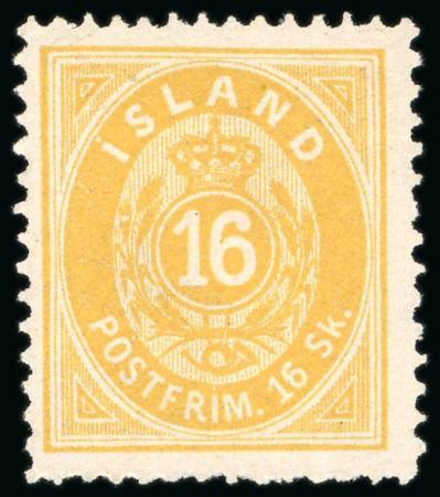 Stamp of Iceland 1873-76, Group incl. 1873 proofs of the 2sk to 8sk, 1872 2sk unused