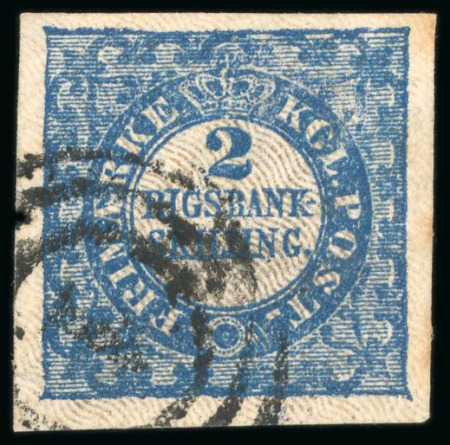 1851 2rbs blue, used with good to large margins, part