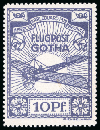 1912, Air post, semi official stamp, 10pf violet-blue