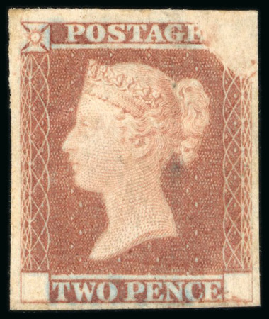 Stamp of Great Britain » Line Engraved Essays, Plate Proofs, Colour Trials and Reprints 1841 2. red brown on "Dickinson" silk thread paper,