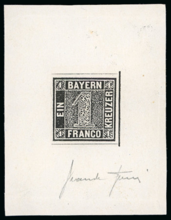 Stamp of German States » Bavaria 1849, 1kr black, Sperati "die proof"