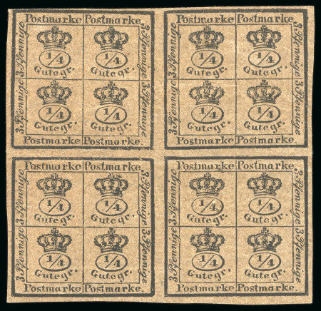 Stamp of German States » Brunswick 1857 4/4ggr black on grey-brown, block of four mint