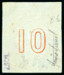 1861, Paris Print 10L yellow-orange on blue, mint single,