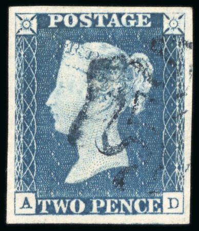 Stamp of Great Britain » 1840 2d Blue (ordered by plate number) 1840 2d. blue, AD, Pl. 1, good to very large margins