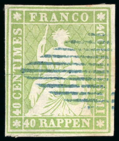 1854, 40 Rp. hellgelbgrün, gestempelt
