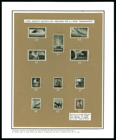 1945-48 'Democratica' photographic proofs, eleven different individually mounted on perforated background, numbered and mounted on card, very fine