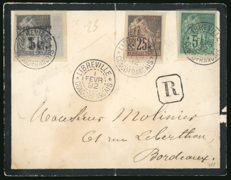 Stamp of Colonies françaises » Congo 1892, Lettre recommandée de Libreville pour Bordeaux