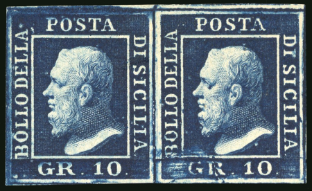1859, 10gr indigo, a magnificent mint pair, positions