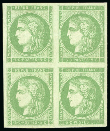 Stamp of France » Emission de Bordeaux 1870, Émission de Bordeaux 5 centimes vert-jaune report