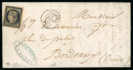 Stamp of France » Type Cérès de 1849-1850 1849, Lettre pour Bordeaux, affranchissement Cérès