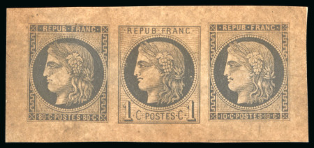 Stamp of France » Emission de Bordeaux 1871, Épreuve collective en noir sur papier épais