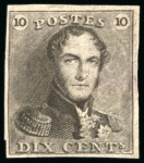 Stamp of Belgium 1849-51, Group incl. 1849 10c and 20c mint both with Moens red ink line removed