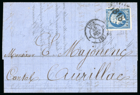 Stamp of France » Empire 1853-1862 1862, Lettre pour Aurillac (Cantal), affranchissement