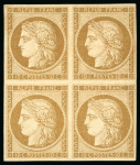 Stamp of France » Type Cérès de 1849-1850 1849, Cérès non dentelé 10 centimes bistre-jaune,