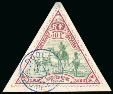 Stamp of Colonies françaises » Obock 1894, Méharistes 50 francs lilas-brun et vert, Y&T