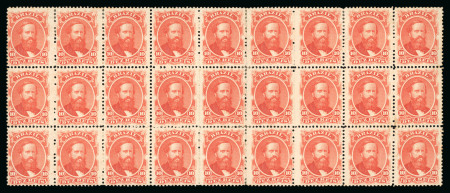 Stamp of Brazil » 1866-83 Dom Pedro » 1866 "Black Beard" Issue 1866, 10r vermilion, horizontal block of 27 (9x3)
