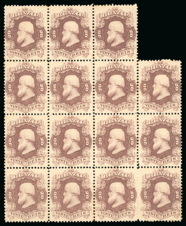 Stamp of Brazil » 1866-83 Dom Pedro » 1866 "Black Beard" Issue 1866, 20r brown carmine, the irregular block of 15 mint