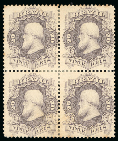 Stamp of Brazil » 1866-83 Dom Pedro » 1866 "Black Beard" Issue 1866, 20r violet slate, mint block of four