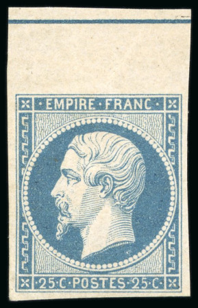 Stamp of France » Empire 1853-1862 1853, Émission Empire non dentelé 25 centimes bleu,