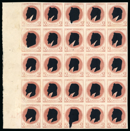 Stamp of France » Empire Lauré 1862, Empire Lauré 2 centimes rouge-brun, bloc de