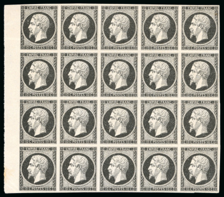 Stamp of France » Empire 1853-1862 1853, Empire non dentelé 10 centimes bistre, bloc