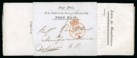 Stamp of Great Britain » 1840 Parliamentary Envelopes 1840 (Jul 30) "Par Pro." House of Commons wrapper with original contents