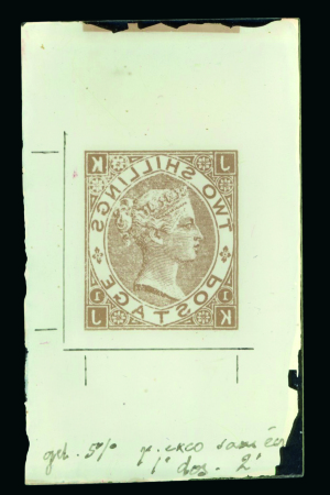 Stamp of Great Britain Great Britain - 1880 2s Queen Victoria: group of five glass clichés