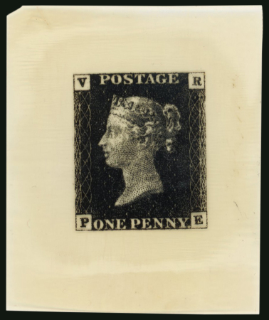 Great Britain - 1840 1d Penny Black Official VR, cliché