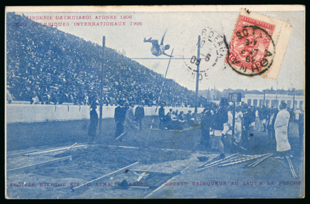 1906 Athens, pair of picture postcards with one sent by Fernand Gonder, French pole vaulter who won gold