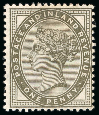 Stamp of Great Britain » 1855-1900 Surface Printed » 1880-81 Provisional Issue and 1881 1d Lilac 1881 1d. colour trial in deep olive (die 2), a very