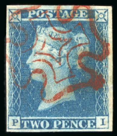 Stamp of Great Britain » 1841 2d Blue 1841 2d. blue, Pl. 3, PI, large balanced margins all