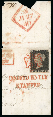 Stamp of Great Britain » 1840 1d Black and 1d Red plates 1a to 11 1840 1d. black, pl.2, KB, good to large margins all