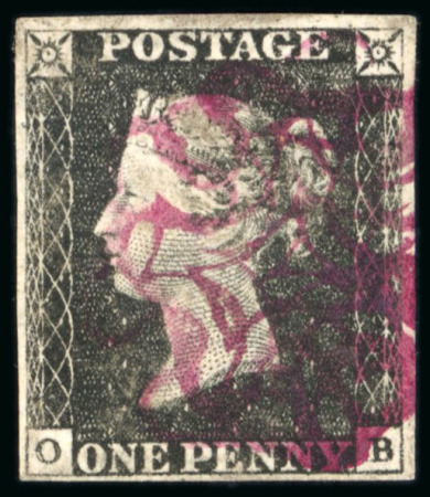 Stamp of Great Britain » 1840 1d Black and 1d Red plates 1a to 11 1840 1d. black, pl.4, OB, good to large margins all