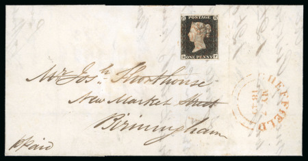 Stamp of Great Britain » 1840 1d Black and 1d Red plates 1a to 11 1840 1d. black, pl. 1a, BF, close to good margins,