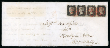 Stamp of Great Britain » 1840 1d Black and 1d Red plates 1a to 11 1840 1d. black, pl. 6, RC- RF horizontal strip of four,