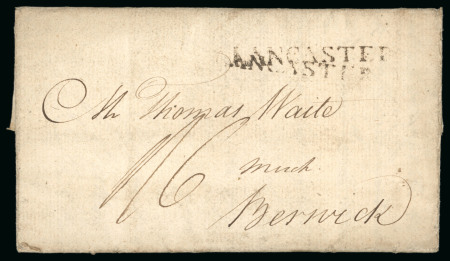 1788 (May 22) entire from St. Martin to England, with ms "6" rate and "LANCASTER" entry hs