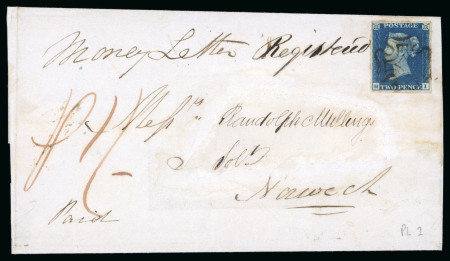 Stamp of Great Britain » 1840 2d Blue (ordered by plate number) 1840 2d. blue, pl. 2, MI, large balanced margins all