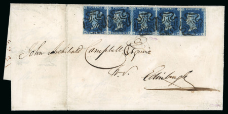 Stamp of Great Britain » 1840 2d Blue (ordered by plate number) 1840 2d. deep blue, pl. 2, QE-QJ horizontal strip of