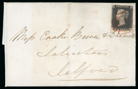 Stamp of Great Britain » 1840 1d Black and 1d Red plates 1a to 11 1840 (Dec 8) wrapper from Manchester to Salford 1840 1d black pl.3 TH